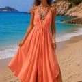 Robe longue bohème chic au dos nageur Les nouveautés robe bohème