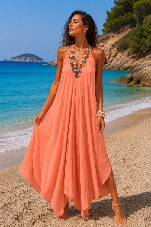 Robe longue bohème chic au dos nageur Les nouveautés robe bohème