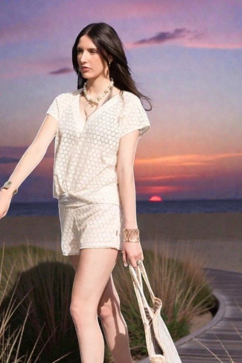 Short de plage en dentelle brodée La plage dentelle