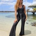Pantalon de plage dentelle noire La plage dentelle