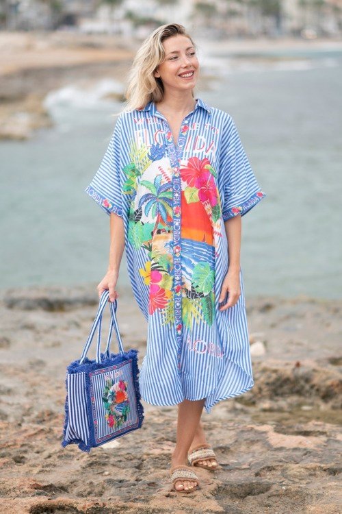 Chemise longue en coton FLORIDA La Isla Bonita 100% coton Chemise longue en coton FLORIDA La Isla Bonita 100% coton