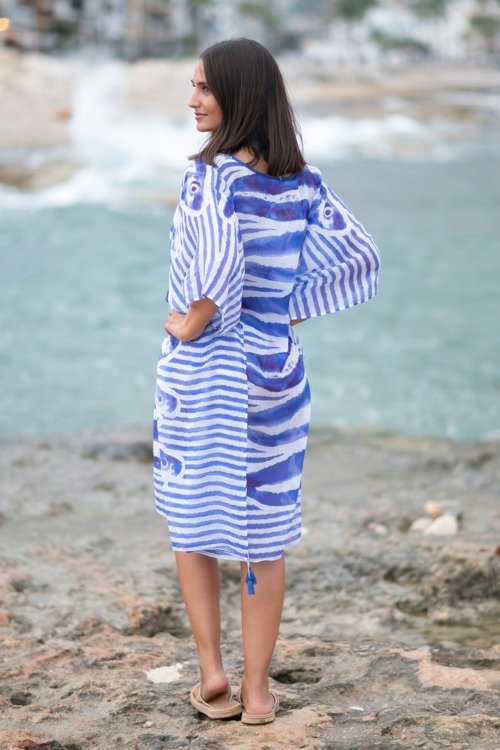 Kaftan poisson 100% voile de coton pour la plage La Isla Bonita boheme Kaftan poisson 100% voile de coton pour la plage La Isla Bonita boheme