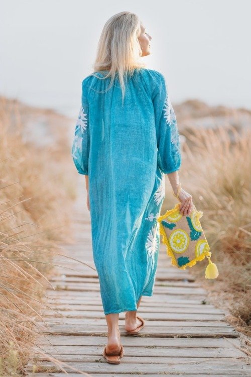 Longue robe de plage en voile de coton La Isla Bonita boheme