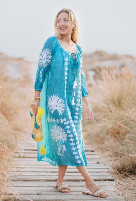 Longue robe de plage en voile de coton La Isla Bonita boheme