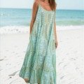 Robe longue d&rsquo;été couleur aqua La Isla Bonita bohème chic