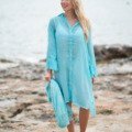 Chemise de plage en coton KARMA bleu turquoise La Isla Bonita 100% coton Chemise de plage en coton KARMA bleu turquoise La Isla Bonita 100% coton