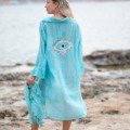 Chemise de plage en coton KARMA bleu turquoise La Isla Bonita 100% coton