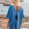 Kaftan court pour la plage bleu denim La Isla Bonita 100% coton