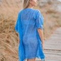 Kaftan pour la plage en voile de coton bleu Azur La Isla Bonita 100% coton