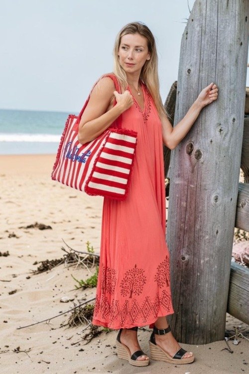 Longue robe dos nu 100% viscose La plage 100% viscose