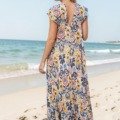 Longue robe petites manches 100% viscose La plage 100% viscose
