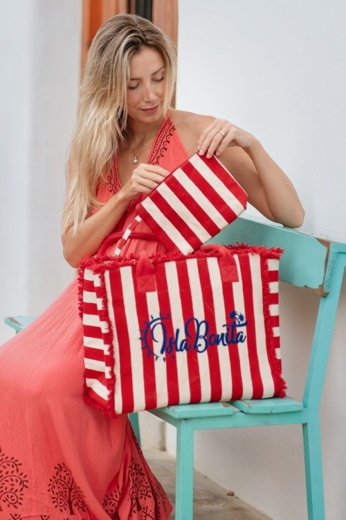 Sac cabas de plage et sa petite pochette de La Isla Bonita La Isla Bonita 100% coton