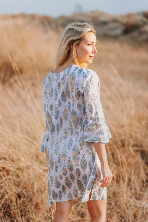 Robe tunique poisson 100% voile de coton pour la plage La Isla Bonita 100% coton