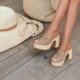 Mules à talon dorées Les chaussures à plateforme