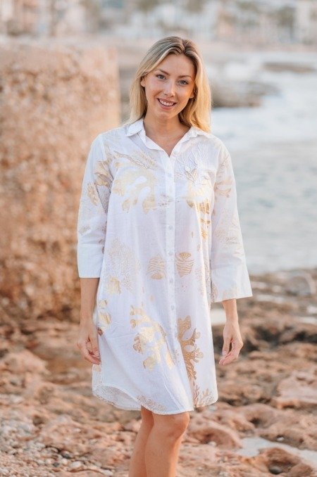 Robe chemise 100% coton pour la plage La Isla Bonita 100% coton Robe chemise 100% coton pour la plage La Isla Bonita 100% coton
