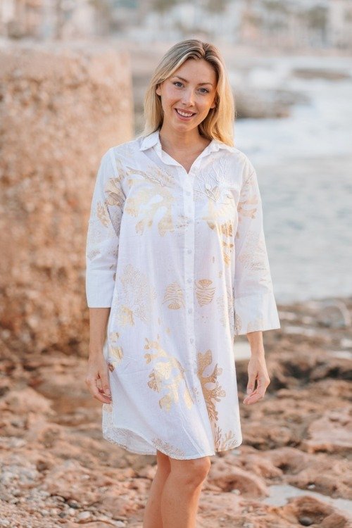 Robe chemise 100% coton pour la plage La Isla Bonita 100% coton