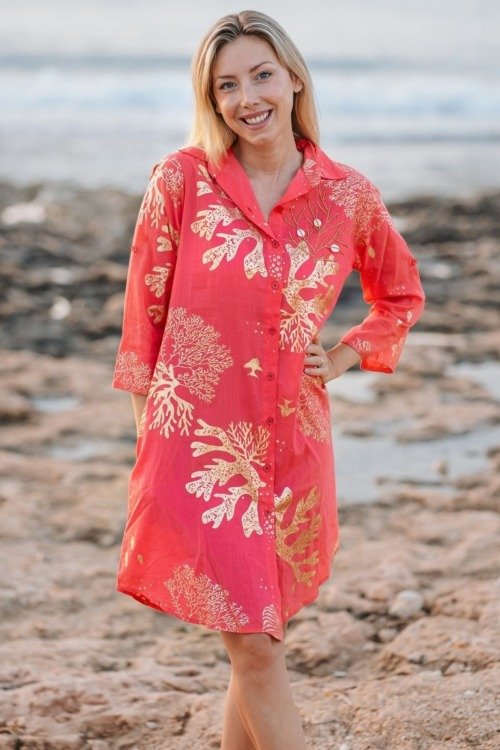 Robe chemise 100% coton pour la plage La Isla Bonita 100% coton
