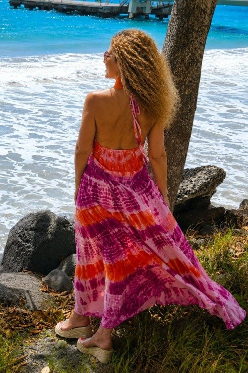 Robe dos nu tie and dye petits sequins La plage bohème chic Robe dos nu tie and dye petits sequins La plage bohème chic