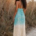 Robe dos nu au dégradé de couleurs turquoises La Isla Bonita bohème chic
