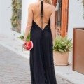 Longue robe noire dos nu 100% viscose La Isla Bonita 100% viscose