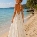 Longue robe dos nu 100% coton La plage boheme