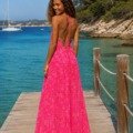 Robe dos nu en soie motif cachemire La plage boheme