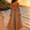 Robe dos nu en soie La plage boheme Robe dos nu en soie La plage boheme