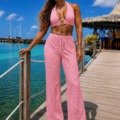 Maillot de bain 2 pièces BB Rose dragée L'ESPRIT RIVIERA broderie anglaise