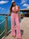 Maillot de bain 2 pièces BB Rose dragée L'ESPRIT RIVIERA broderie anglaise