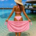 Paréo Brigitte Bardot rose dragée Accessoire de plage broderie anglaise Paréo Brigitte Bardot rose dragée Accessoire de plage broderie anglaise