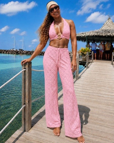 Pantalon de plage broderie anglaise BB Rose dragée BRIGITTE BARDOT BrigitteBardot Pantalon de plage broderie anglaise BB Rose dragée BRIGITTE BARDOT BrigitteBardot