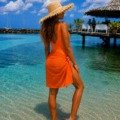 Paréo Brigitte Bardot Orange pop Accessoire de plage broderie anglaise Paréo Brigitte Bardot Orange pop Accessoire de plage broderie anglaise