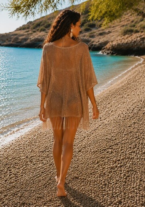 Tunique kaftan sable d&rsquo;or La plage bohème chic