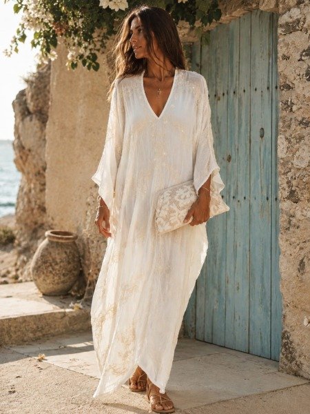 Long kaftan brodé bohème chic Les nouveautés bohème chic Long kaftan brodé bohème chic Les nouveautés bohème chic
