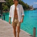Chemise blanche col mao en lin et coton Les nouveautés Chemise