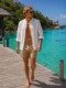 Chemise en lin pour Homme Les nouveautés bleu turquoise Chemise en lin pour Homme Les nouveautés bleu turquoise