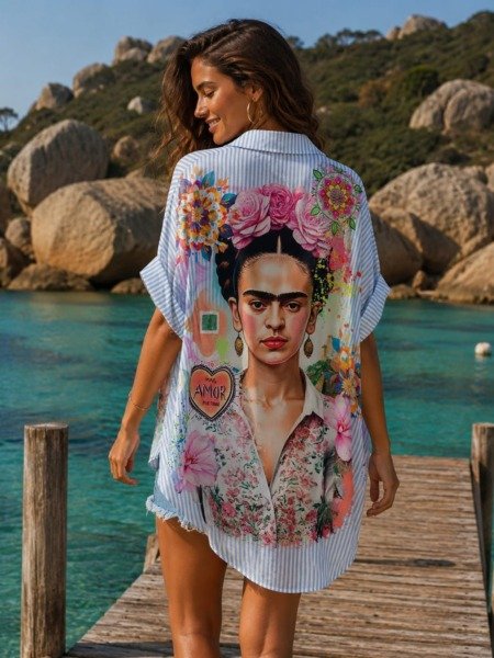 Chemise bohème Frida KAHLO La Isla Bonita 100% coton Chemise bohème Frida KAHLO La Isla Bonita 100% coton