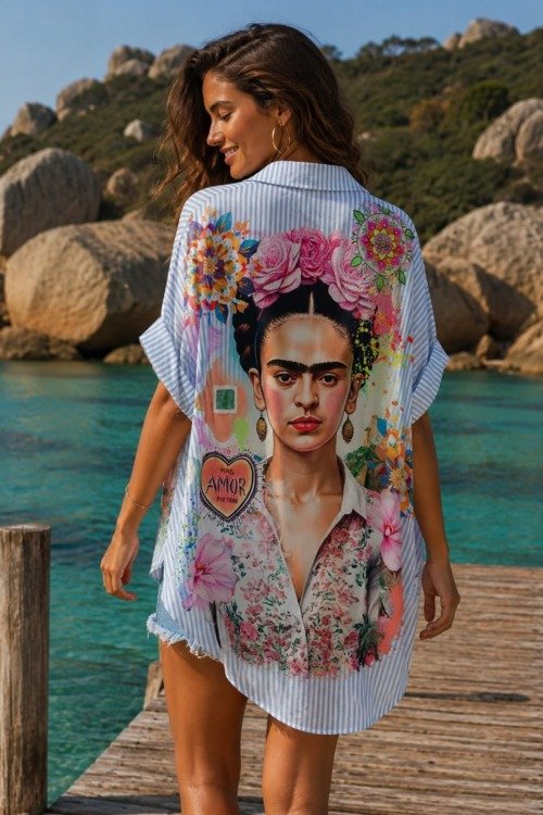 Chemise bohème Frida KAHLO La Isla Bonita 100% coton