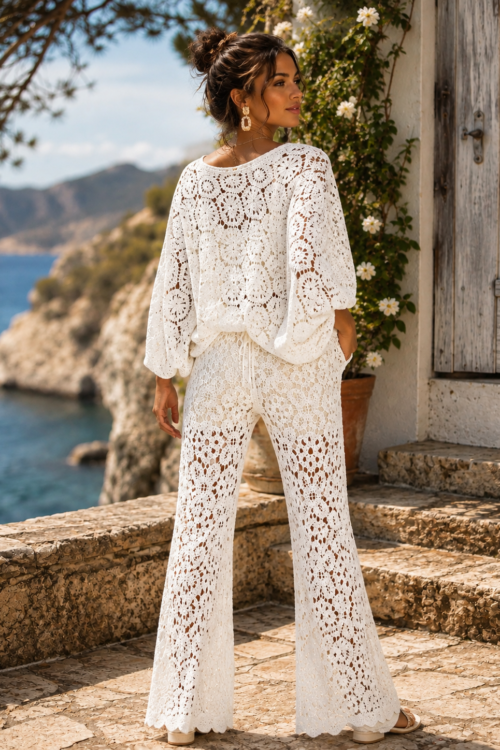 Le pantalon de plage en crochet La plage 100% coton