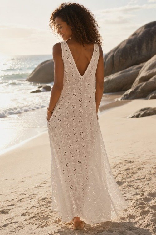 Robe longue en coton brodé bohème chic Les nouveautés bohème chic Robe longue en coton brodé bohème chic Les nouveautés bohème chic