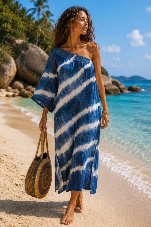 Robe asymétrique tie and dye Pink Planet La plage bohème chic