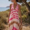 Robe dos nu tie and dye petits sequins La plage bohème chic