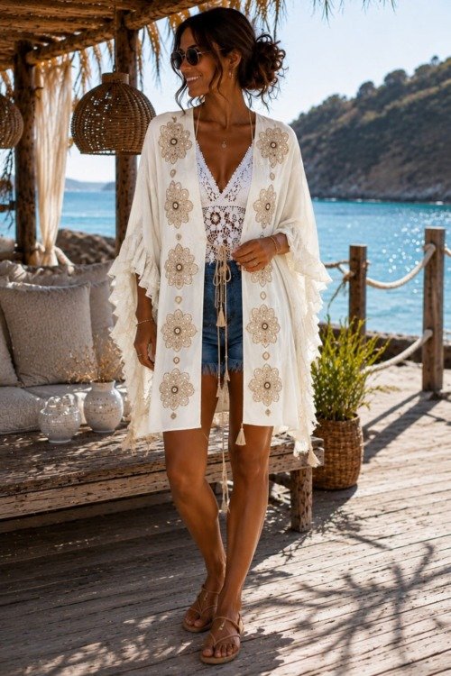 Tunique brodée bohème pour la plage La plage boheme Tunique brodée bohème pour la plage La plage boheme