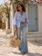 Blouse col arrondi en tencel bleu ciel La Isla Bonita blouse d'été