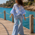 Blouse col arrondi en tencel bleu ciel La Isla Bonita blouse d'été