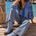 Boots santiags bleu jean Les chaussures bleu jean