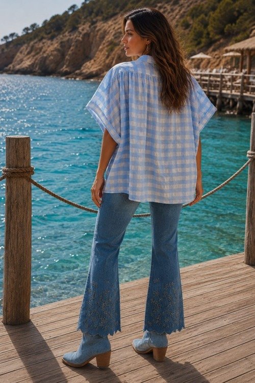 Chemise ample motif vichy La Isla Bonita blouse d'été