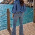 Chemise bohème bleu azur en coton La Isla Bonita 100% coton Chemise bohème bleu azur en coton La Isla Bonita 100% coton