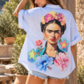Chemise bohème Frida KAHLO I LOVE YOU La Isla Bonita 100% coton