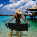 Paréo noir BB broderie anglaise Accessoire de plage broderie anglaise Paréo noir BB broderie anglaise Accessoire de plage broderie anglaise
